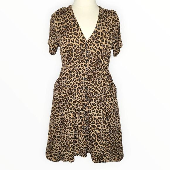 TORRID MIDI CHALLIS SHIRT DRESS Leopard Print - Picture 4 of 7